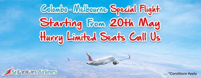 Colombo-Melbourne Special Flight starting from 20th May